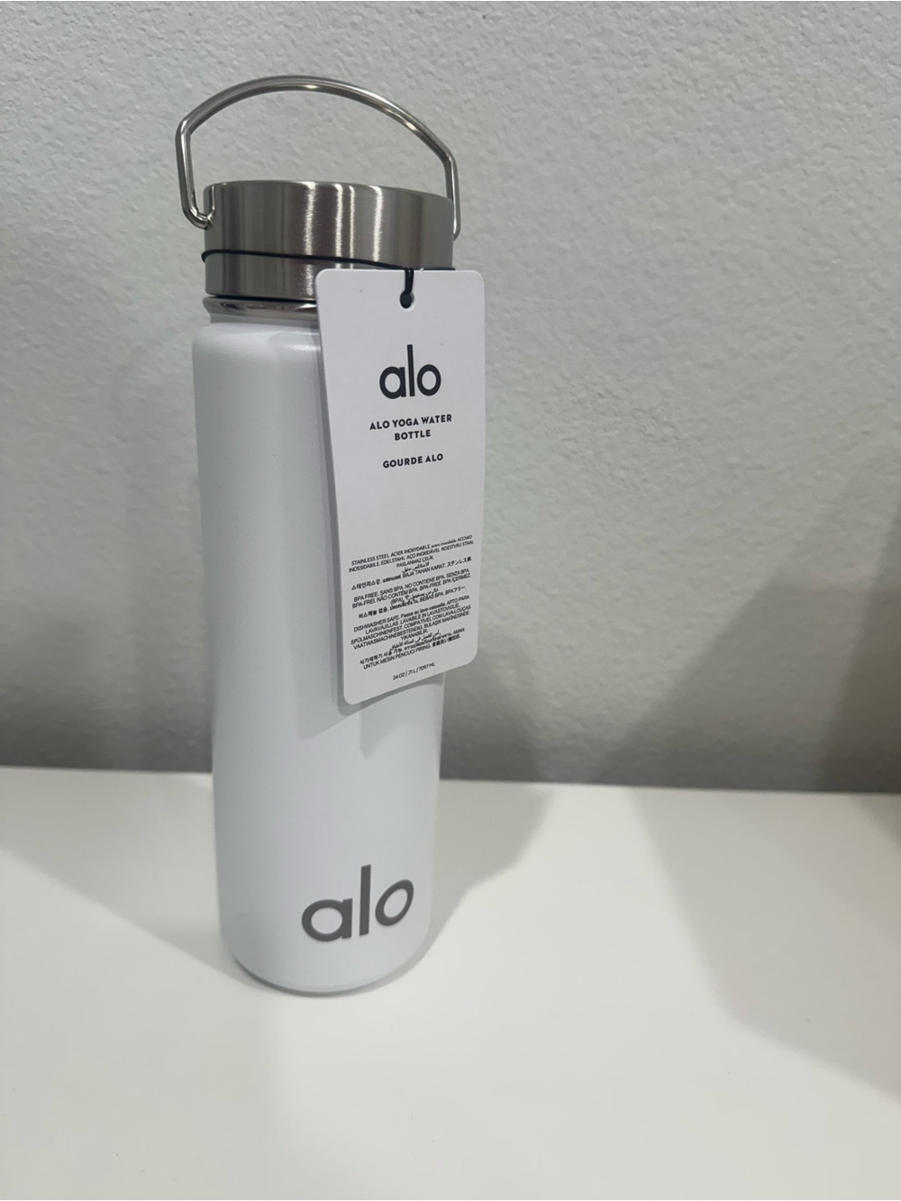 ALO Yoga White Stainless Steel Water Bottle